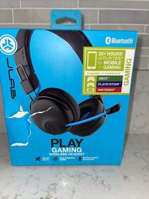 JLab Play Gaming Wireless Headset, Retractable Boom Mic - Black - 22+ Hours NEW