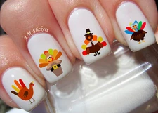 Turkey Thanksgiving Nail Art Stickers Transfers Decals Set of 38 - A1262