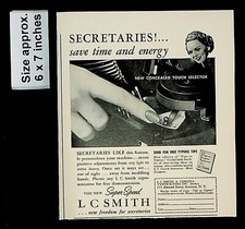 1940 LC Smith Super Speed Typewriter Machine Woman Vintage Print Ad 35862 thumbnail