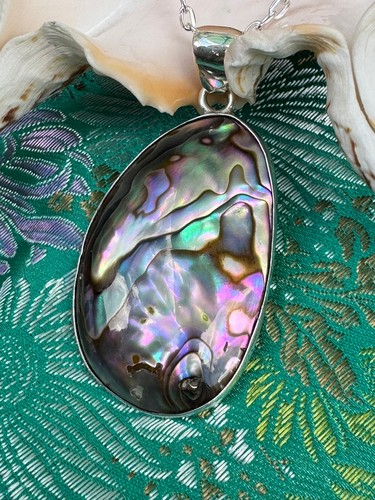 Charles Albert Iridescent Abalone & Sterling Silver Handcrafted Pendant Necklace - Picture 18 of 19