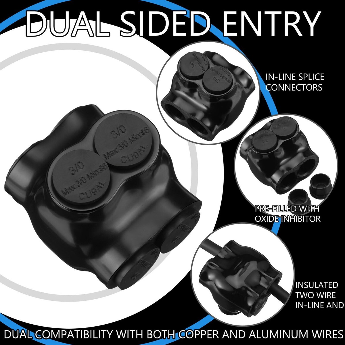 OHLECTRIC Insulated Wire Connector 3 Port Dual Side Entry For - View #11
