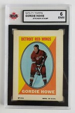 1970 - 1971 GORDIE HOWE STICKER STAMP KSA GRADED 6 ENM TOPPS NHL HOCKEY CARD