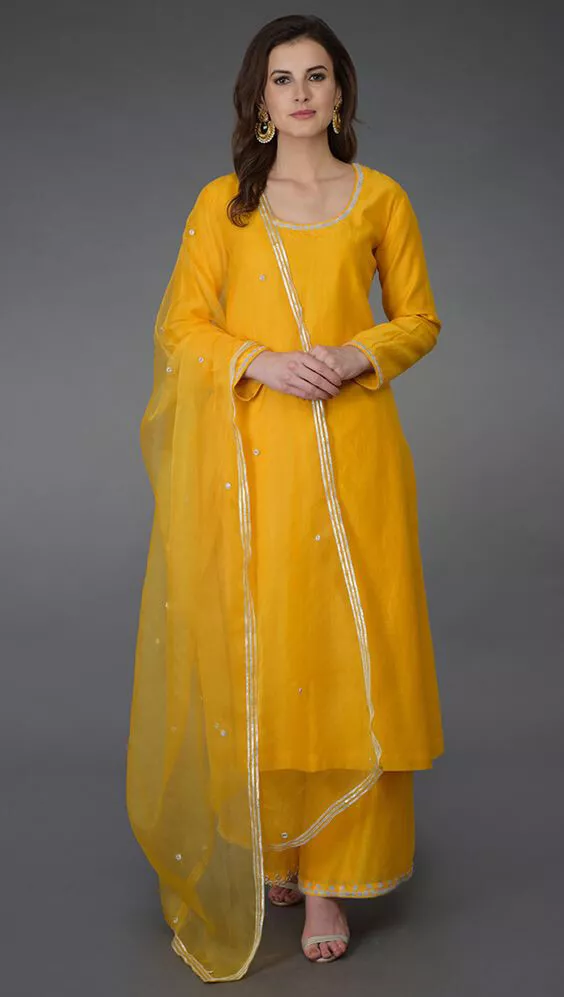 Yellow Designer Embroidered Party Wear Georgette Pant Suit | Saira's  Boutique