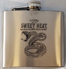 TIJUANA BRAND SWEET HEAT TEQUILA 5oz Stainless Steel Hip Flask Promo Item NEW!