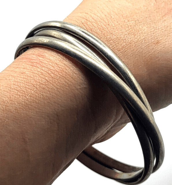 3 Interlocking Bangle Bracelets Stainless Steel 2… - image 1