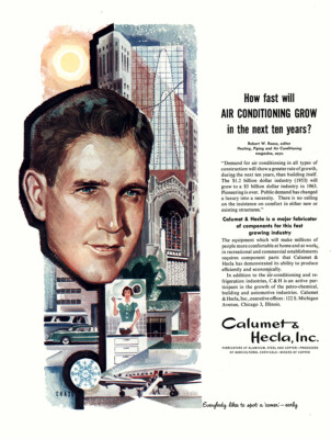 1954 Calumet Hecla: Air Conditioning Grow Ten Years Vintage Print Ad 