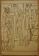 Ukrainian Soviet USSR drawing realism cubism figure Lenin sketch