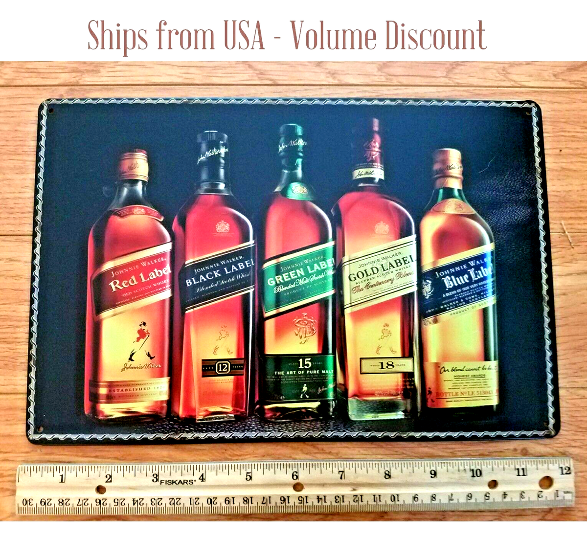 Johnnie Walker Tin Sign Scotch Whisky Whiskey Scotch Red
