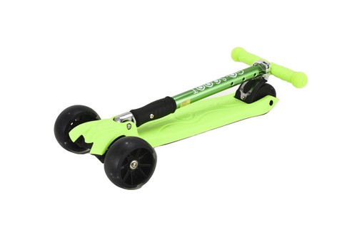 Go-Scoot Kids Foldable 3 Pu Wheels Kick Push Scooter Kickboard T Bar Green - Picture 2 of 5