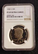 1980 (S) NGC PF 69 ULTRA CAMEO Kennedy Half Dollar Coin