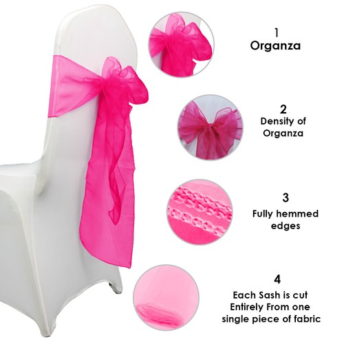 Silla de organza de boda fajas ancho lazo completo para decoración de fiesta 1x-100x - Imagen 315 de 391