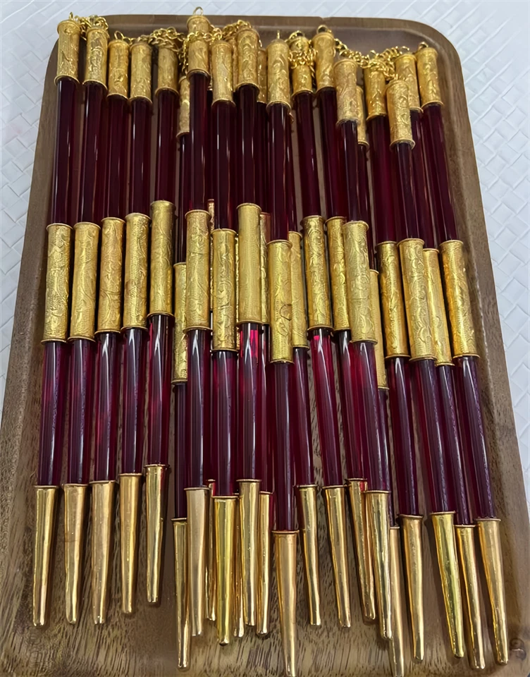 Pigeon Blood Red Corundum Ruby Gilt Chopstick 1Pair Lab Created AAAA+ Gemstone - Image 3 of 4