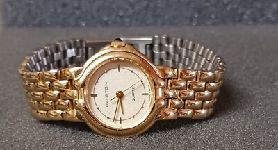 Untested Halston Vintage Gold Tone Womens Quartz Watch