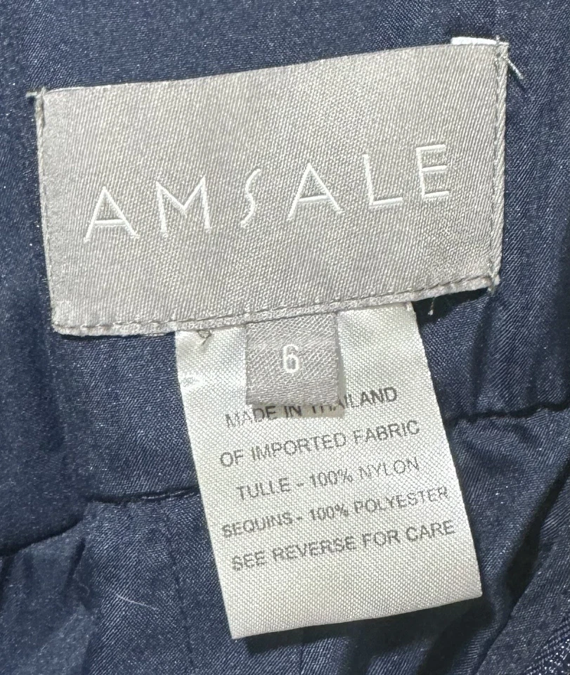 Vestido formal de lentejuelas azul marino hasta el suelo Amsale London para mujer talla 6 Foto 3 de 3