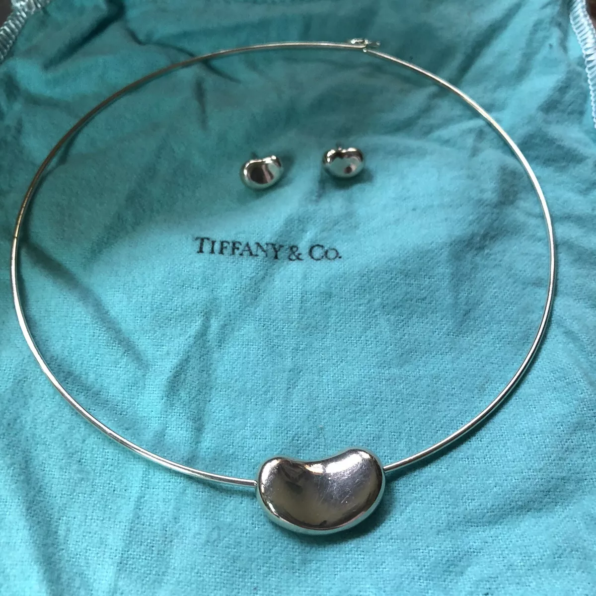Tiffany & Co. Large Choker Bean Set Necklace & Post Earrings .925 Elsa Peretti