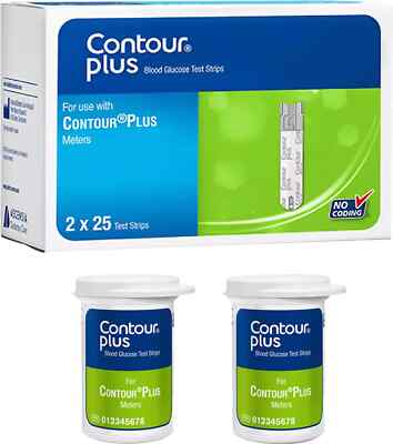 Contour Plus Blood Glucose Glucometer with 50 Test Strips Free