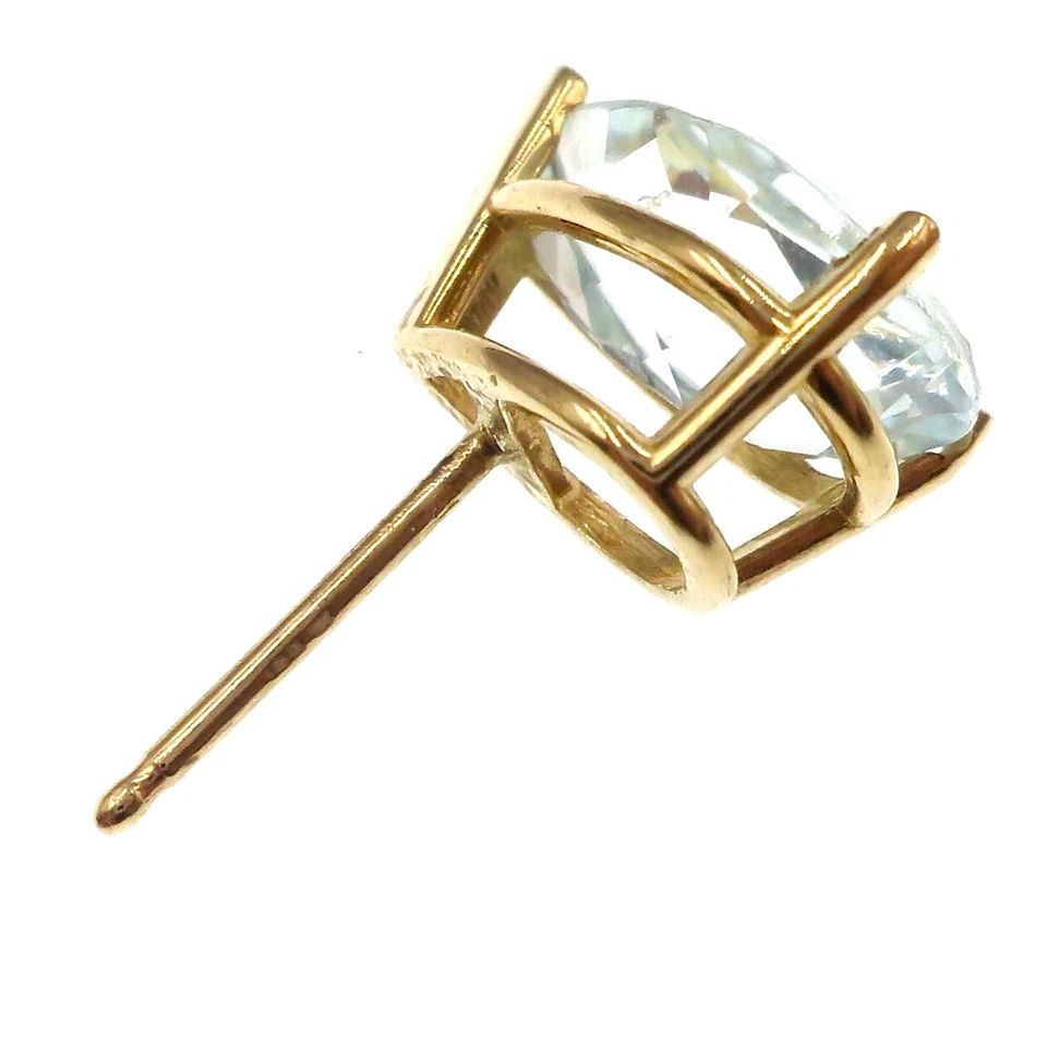 Aretes de oro amarillo macizo de 14 k con forma de pera natural de 3 quilates aguamarina Foto 3 de 4