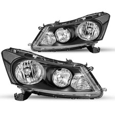 For 2008-2012 Honda Accord Sedan 4dr Black Clear Headlights Assembly Pair