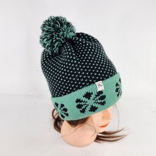 Flylow Women's Nova Beanie Pompom Fait isle snow winter hat Grenn Black Beanie