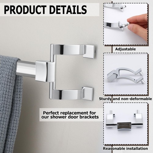 Set 2 Pezzi Staffe Porta Asciugamani Cromate Maniglie Porta Doccia 2" Fori Vite Bagno... - Foto 3 di 6