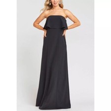 NWOT Show Me Your MuMu Monaco Ruffle Gown, Black Stretch Crepe, Small