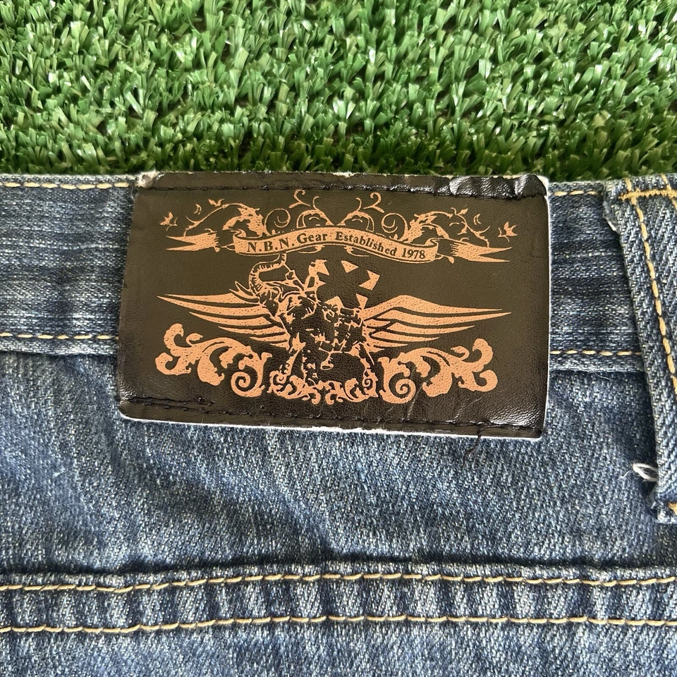 Pantalones cortos de jean vintage Y2K para hombre NBN holgados bordados azules 41x14,5 estilo Southpole Foto 2 de 4