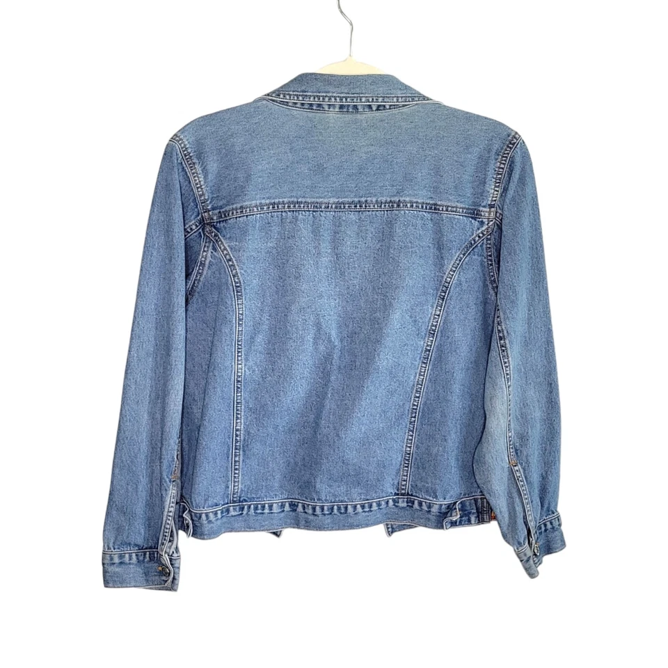 Ponytails Girls Button-Up Denim Jacket Butterfly Rainbow Embroidered Size 14/16 - Image 2 of 4