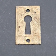 Vintage Ornate Iron Skeleton Key hole Shabby Chic Escutcheon Salvage 1 3/4" x 1"