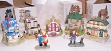 Liberty Falls Americana Folk Art Village Lot Buildings Church Train + Lang Wise
