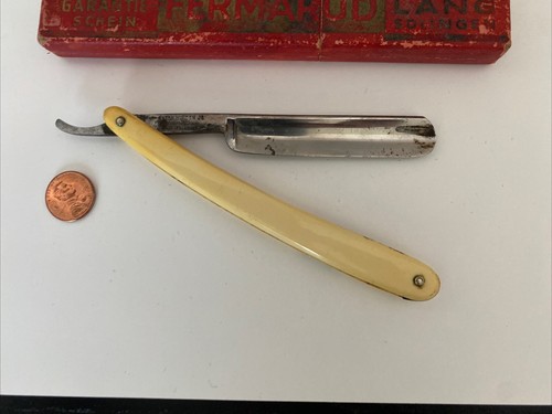 De colección Fermarud Punta Roja Anton Wingen JB Alemania 684 Navaja Recta Hoja Grabada B - Imagen 10 de 17