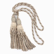 Pair of 10" Double Tassel Tieback Parchment Beige, Dark Sand - EL03