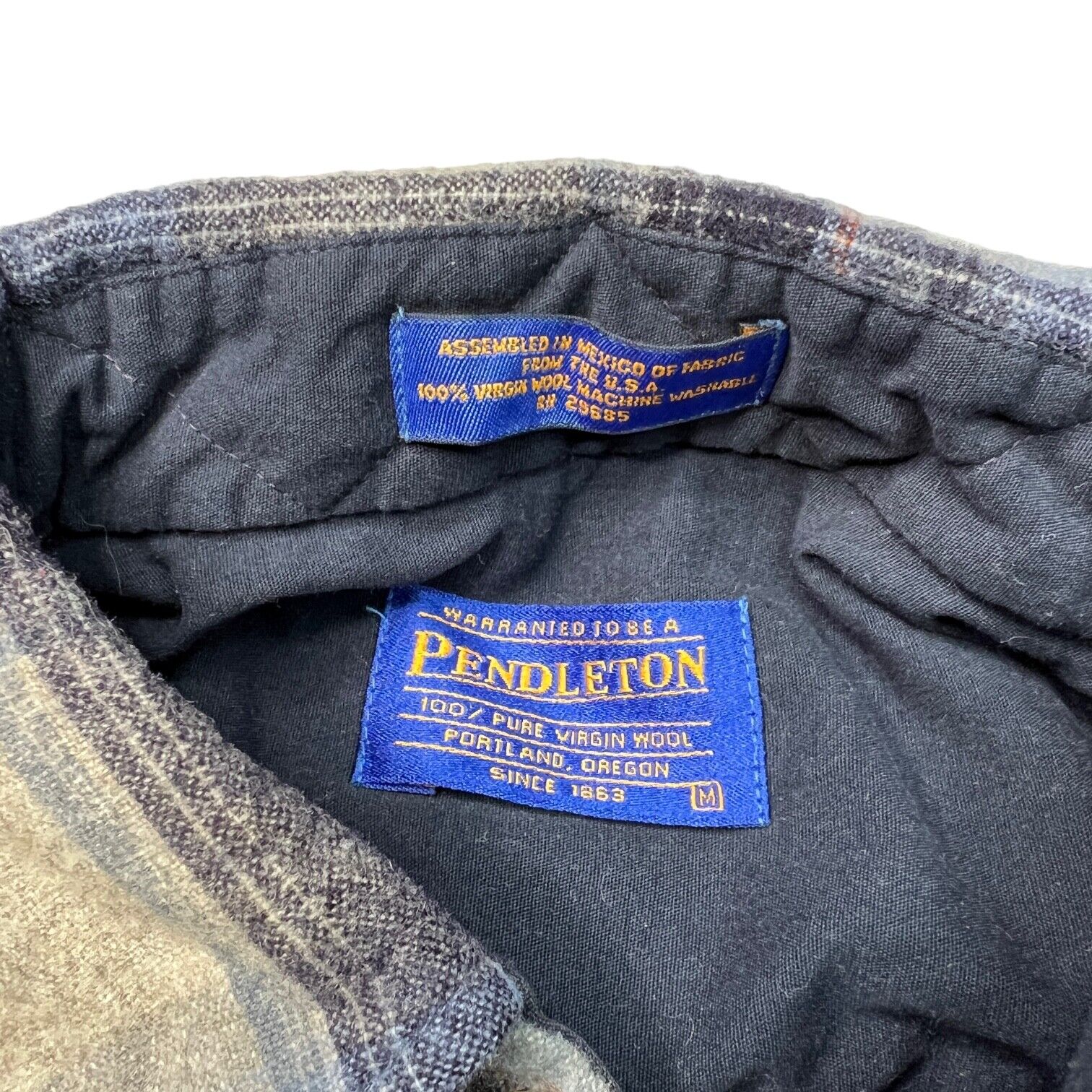 Pendleton Blue Plaid 100% Wool Board Shirt Retro … - image 4