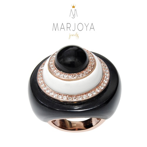Anello con onice,quarzo bianco,rosa,viola,verde,blu in argento 925 rosè,zirconi - Imagen 5 de 21