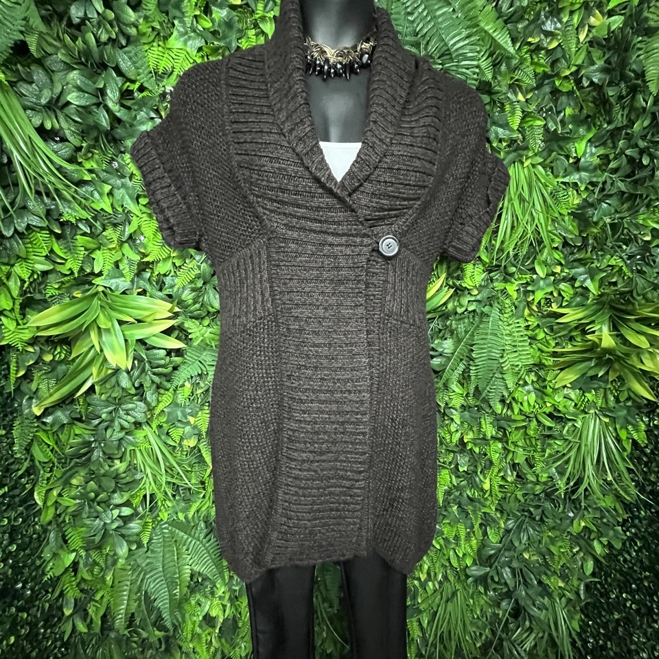 Kenneth Cole Suéter Mujer Grande Marrón Tejido Cárdigan Top Mezcla Lana 1379 Foto 3 de 4