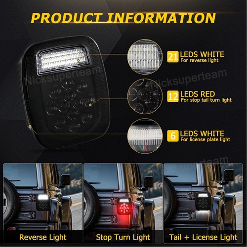LED Tail Brake Light License Plate Reverse Signal Lamp for Jeep Wrangler TJ CJ - Picture 4 of 12