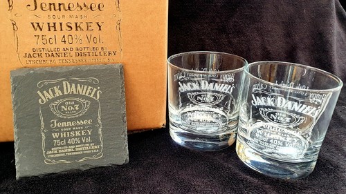 Jack Daniel's decanter box set for 2 can be personalised with message - Picture 3 of 12