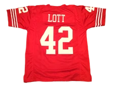 Ronnie Lott UNSIGNED CUSTOM Sewn Stitched Red Jersey - M, L, XL, 2XL, 3XL