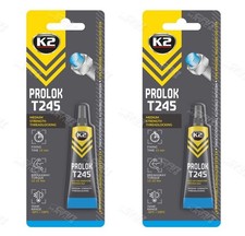 2 x K2 PROLOK Thread Lock Screw Medium Strength Adhesive Anti Vibration Blue 6ml
