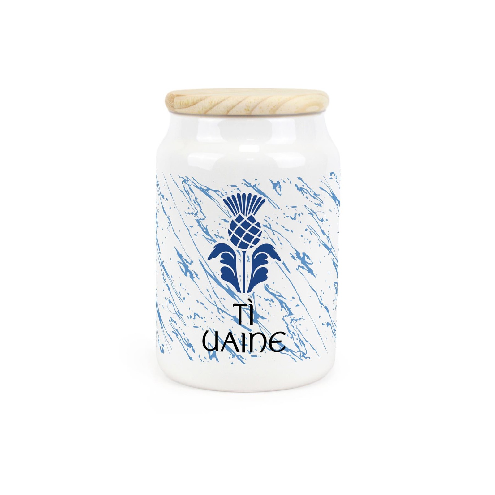 Scottish Thistle Green Tea Gaelic Canister - Ceramic Storage Jar