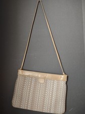 Vintage Pierre Cardin Monogram Canvas Shoulder Bag Cream Tan Crossbody 4405