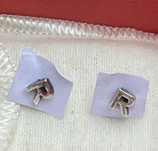 James Avery Retired Initial Post Stud Earrings Letter R