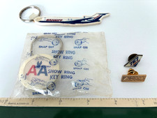 Vintage American, Braniff Airlines Keychains, Delta pin, Boeing 767 pin