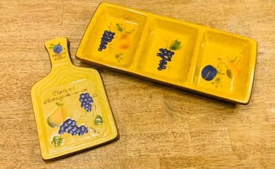 Summer Living Serving Set Fruit Pattern Cheese Plate Topping Platter Party Tray