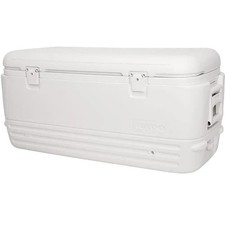 Igloo 120 Qt Hard Chest Cooler, Insulated Ice Box Chest, Large Capacity, White