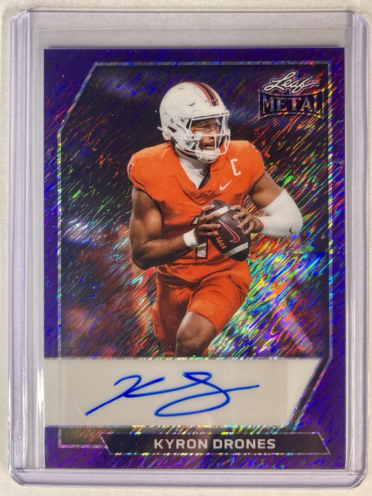 Kyron Drones RC Auto. 2026 Leaf Metal 🏈 #d /7.  Virginia Tech Green Bay Packers
