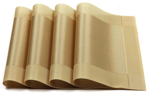 Kitchen Placemats Set of 4 Placemat for Dining Table Woven Table Mats Gold