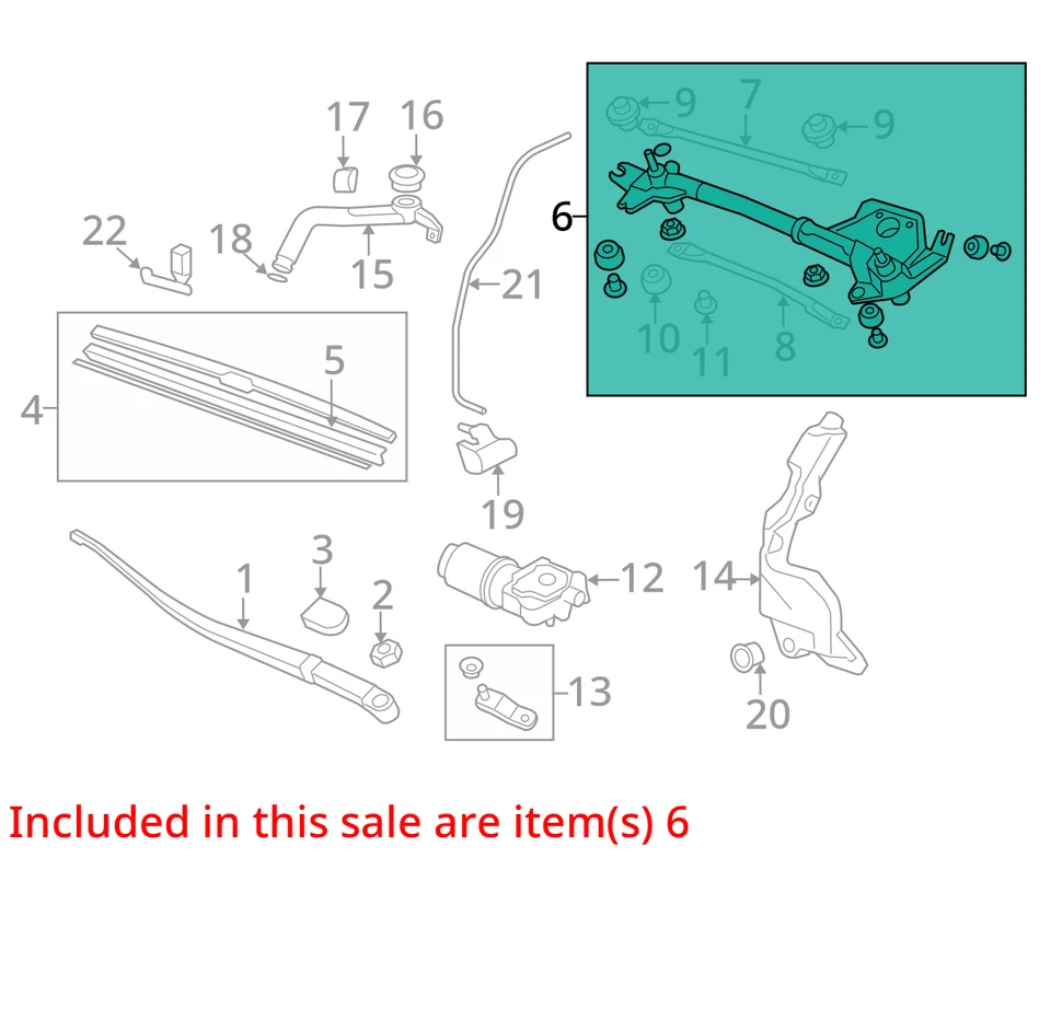 2008 Acura RDX Windshield Wiper Transmission OEM 201K Miles - LKQ412910020 - Image 4 of 4