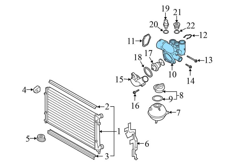 AUDI TT QUATTRO 2004-2006 - Carcasa termostato 022121117C Foto 4 de 4