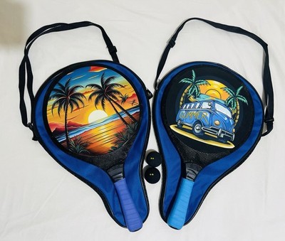 Two Handmade Beach Paddle Rocket  Matkot  Includes 2 Balls Brand New