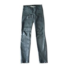 J Brand 100 Lamb Leather Zip Ankle Mid Rise Skinny Pants Black Women s Size 25